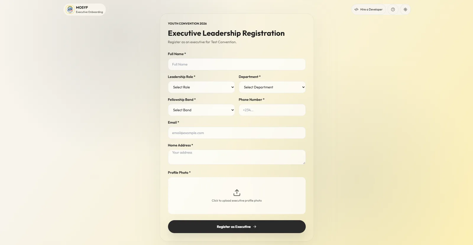 MOSYF Convention Portal screenshot 2